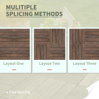 Outsunny 27 Pcs Wood Interlocking Deck Tiles, 12 x 12in Outdoor Flooring Tiles for Indoor and Outdoor Use, Tools Free Assembly, Black(m-5)
