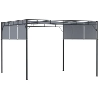 Outsunny 10' x 10' Retractable Pergola Canopy, Patio Gazebo Sun Shelter with Steel Frame for Garden, Lawn, Backyard and Deck, Dark Grey(m-2)