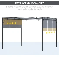 Outsunny 10' x 10' Retractable Pergola Canopy, Patio Gazebo Sun Shelter with Steel Frame for Garden, Lawn, Backyard and Deck, Dark Grey(m-5)