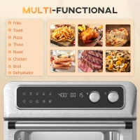 HOMCOM Air Fryer Toaster Oven, 21QT 8-In-1 Convection Oven Countertop, Broil, Toast, Dehydrator, Thaw and Air Fry,  Accessories Included, 1800W, Stainless Steel Finish(m-4)
