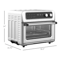 HOMCOM Air Fryer Toaster Oven, 21QT 8-In-1 Convection Oven Countertop, Broil, Toast, Dehydrator, Thaw and Air Fry,  Accessories Included, 1800W, Stainless Steel Finish(m-3)