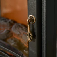 HOMCOM Electric Fireplace Heater, Freestanding Fireplace Stove with Realistic Adjustable Flame Effect and Adjustable Temperature, Overheating Safety Protection, 750W/1500W, Black(m-10)