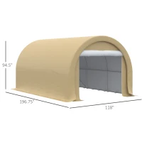 Outsunny 10' x 16' Carport, Heavy Duty Portable Garage Storage Tent with Large Zippered Door, Anti-UV PE Canopy Cover for Car, Truck, Boat, Motorcycle, Bike, Garden Tools, Outdoor Work, Beige(m-3)