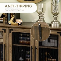 HOMCOM Farmhouse Sideboard, Buffet Cabinet with Adjustable Shelves and Wire Mesh Door, Credenza, Walnut(m-7)