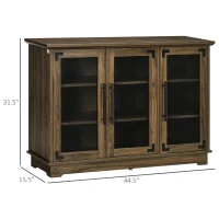 HOMCOM Farmhouse Sideboard, Buffet Cabinet with Adjustable Shelves and Wire Mesh Door, Credenza, Walnut(m-3)