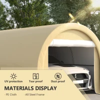 Outsunny 10' x 16' Carport, Heavy Duty Portable Garage Storage Tent with Large Zippered Door, Anti-UV PE Canopy Cover for Car, Truck, Boat, Motorcycle, Bike, Garden Tools, Outdoor Work, Beige(m-4)