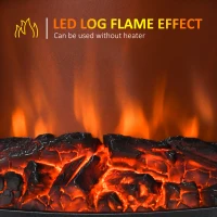 HOMCOM Electric Fireplace Heater, Freestanding Fireplace Stove with Realistic Adjustable Flame Effect and Adjustable Temperature, Overheating Safety Protection, 750W/1500W, Black(m-5)