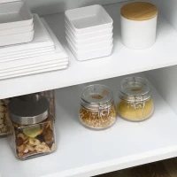 HOMCOM Modern Sideboard Buffet Cabinet with 5 Storage Drawers and Double Glass Door Cupboard for Living Room White(m-8)