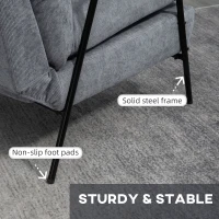 HOMCOM Accent Chair with Ottoman, Reclining Comfy Chair with Adjustable Backrest, Steel Frame and Pillow for Living Room, Bedroom, Light Gray(m-7)