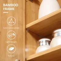 kleankin Planet-Friendly Bamboo Cabinet Bathroom Mirror Storage, Bathroom Wall Cabinet Sink & Over Toilet Storage(m-5)