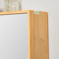 kleankin Planet-Friendly Bamboo Cabinet Bathroom Mirror Storage, Bathroom Wall Cabinet Sink & Over Toilet Storage(m-9)
