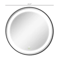 kleankin 24-Inch Lighted Bathroom Mirror for Wall, Dimmable LED Mirror with Memory Function, Round Mirror for Wall Decor(m-3)