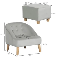 Qaba Kids Sofa Set, Toddler Chair, Sofa & Ottoman for Bedroom, Playroom, Kids Couch for Boys and Girls, Grey(m-3)