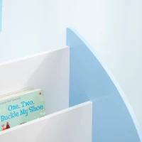 Qaba Toy Storage Organizer, Kids Bookshelf, Freestanding Children Bookcase with Colorful Patterns for Toys, Books, Blue(m-8)