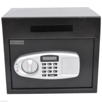 HOMCOM Wall Mounted Steel Electronic Digital Safe Box with Letter Drop Slot Keypad Lock Gun Cash Jewelry Security, Black(m-2)