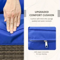 Outsunny 3 Pieces Wicker Patio Furniture Set, Rattan Bistro Set with Storage Coffee Table and Thickened Cushions, Outdoor Conversation Set for Garden, Porch, Balcony, Blue(m-6)