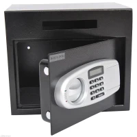 HOMCOM Wall Mounted Steel Electronic Digital Safe Box with Letter Drop Slot Keypad Lock Gun Cash Jewelry Security, Black(m-8)