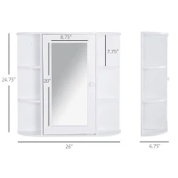 HOMCOM Mirrored Bathroom Wall Cabinet Wall Mounted Medicine Cabinet with Door & Shelves, White(m-3)