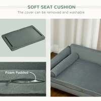 PawHut Dog Sofa Bed with Removable Pillows, Foam Pet Sofa Cat Sofa with Removable Washable Cushion, Water-resistant Fabric, for Medium and Large Dogs, Grey(m-7)