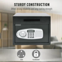 HOMCOM Wall Mounted Steel Electronic Digital Safe Box with Letter Drop Slot Keypad Lock Gun Cash Jewelry Security, Black(m-4)