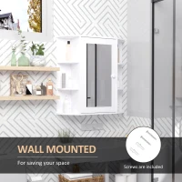 HOMCOM Mirrored Bathroom Wall Cabinet Wall Mounted Medicine Cabinet with Door & Shelves, White(m-6)