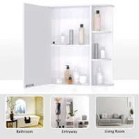 HOMCOM Mirrored Bathroom Wall Cabinet Wall Mounted Medicine Cabinet with Door & Shelves, White(m-7)