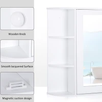 HOMCOM Mirrored Bathroom Wall Cabinet Wall Mounted Medicine Cabinet with Door & Shelves, White(m-4)