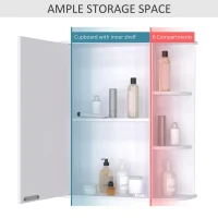 HOMCOM Mirrored Bathroom Wall Cabinet Wall Mounted Medicine Cabinet with Door & Shelves, White(m-5)