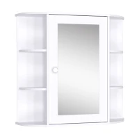HOMCOM Mirrored Bathroom Wall Cabinet Wall Mounted Medicine Cabinet with Door & Shelves, White(m-2)