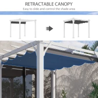 Outsunny 10' x 10' Retractable Pergola Canopy, Wood Gazebo Sun Shade Shelter for Garden, Patio, Backyard, Deck(m-4)