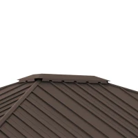 Outsunny 10' x 12' Hardtop Gazebo Canopy with Galvanized Steel Roof, Aluminum Frame, Permanent Pavilion Outdoor Gazebo with Netting, Curtains, Top Hook, Dark Grey(m-9)