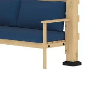 Outsunny 9' x 9' Corner Pergola with Conversation Set and Cushions, Fir Wood Outdoor Pergola with End Table, Natural and Blue(m-10)