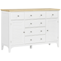 HOMCOM Sideboard Buffet Cabinet with Storage Drawers, Rubber Wood Top and Adjustable Shelves, Coffee Bar Cabinet, White