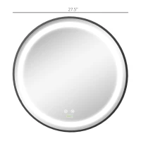 kleankin 28-Inch Lighted Bathroom Mirror for Wall, Dimmable LED Mirror with Memory Function, Round Mirror for Wall Decor(m-3)