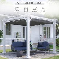 Outsunny 10' x 10' Retractable Pergola Canopy, Wood Gazebo Sun Shade Shelter for Garden, Patio, Backyard, Deck(m-5)