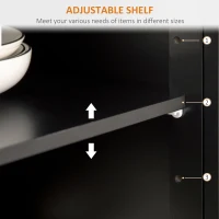 HOMCOM Sideboard Buffet Cabinet with Storage Drawers, Rubber Wood Top and Adjustable Shelves, Kitchen Cabinet Coffee Bar Cabinet, Black(m-5)