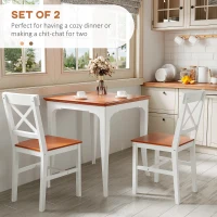 HOMCOM Wooden Dining Chairs Set of 2, Kitchen Chairs with Cross Back, Solid Structure for Living Room and Dining Room, White(m-4)