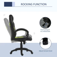 HOMCOM Racing Gaming Chair Office Chair Computer Desk Gamer Chair with Swivel Wheels, Padded Headrest, Tilt Function, Green(m-5)