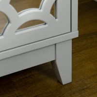 HOMCOM Modern Bedside Table, Side End Table with Drawers and Front Mirror, 15.4"x14.4"x23.6", Gray(m-7)