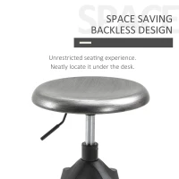 HOMCOM Industrial Backless Bar Stool Metal Swivel Seat Adjustable Height  Silver(m-5)