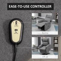 HOMCOM Power Lift Recliner Chair for Elderly Linen Electric Reclining Sofa Chair with Side Pockets Footrest (Grey)(m-7)