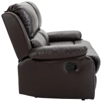 HOMCOM Double Reclining Loveseat Manual Reclining Sofa, PU Faux Leather Pullback Control with Footrest Sofa Set for Living Room, Brown(m-4)