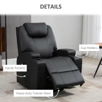 HOMCOM PU Leather Power Lift Chair for Elderly with Cup Holders Side Pockets Footrest and Remote Control (Black)(m-8)