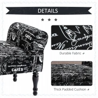 HOMCOM 51'' Armed Upholstered Fabric Bedside Bench Ottoman Footstool for Bedroom, Entryway, Living Room, Black(m-5)