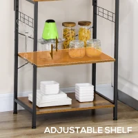 HOMCOM Kitchen Baker's Rack with Power Outlet, USB Ports, Coffee Bar Station with Adjustable Shelves, Rustic Brown(m-5)