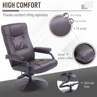 HOMCOM Contemporary Recliner Chair and Ottoman Set Swivel Armchair with Wrapped Base (Brown)(m-6)