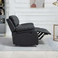 HOMCOM Double Reclining Loveseat, PU Leather Manual Recliner Sofa Chair with Pullback Control Footrest for Living Room, Black(m-7)