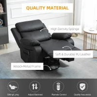 HOMCOM Deluxe Manual Recliner Electronic Massage Sofa Recliner Chair Leather Lounge Black(m-4)