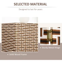 HOMCOM 6 Ft. Tall 4-Panel Room Divider, Wave Fiber Freestanding Folding Privacy Screen Panels, Partition Wall Divider for Indoor Bedroom Office, Mixed Brown(m-5)