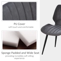 HOMCOM Modern Dining Chairs Set of 2, PU Leather Upholstered Kitchen Chair with Moulded Seats, Metal Frame, Grey(m-5)
